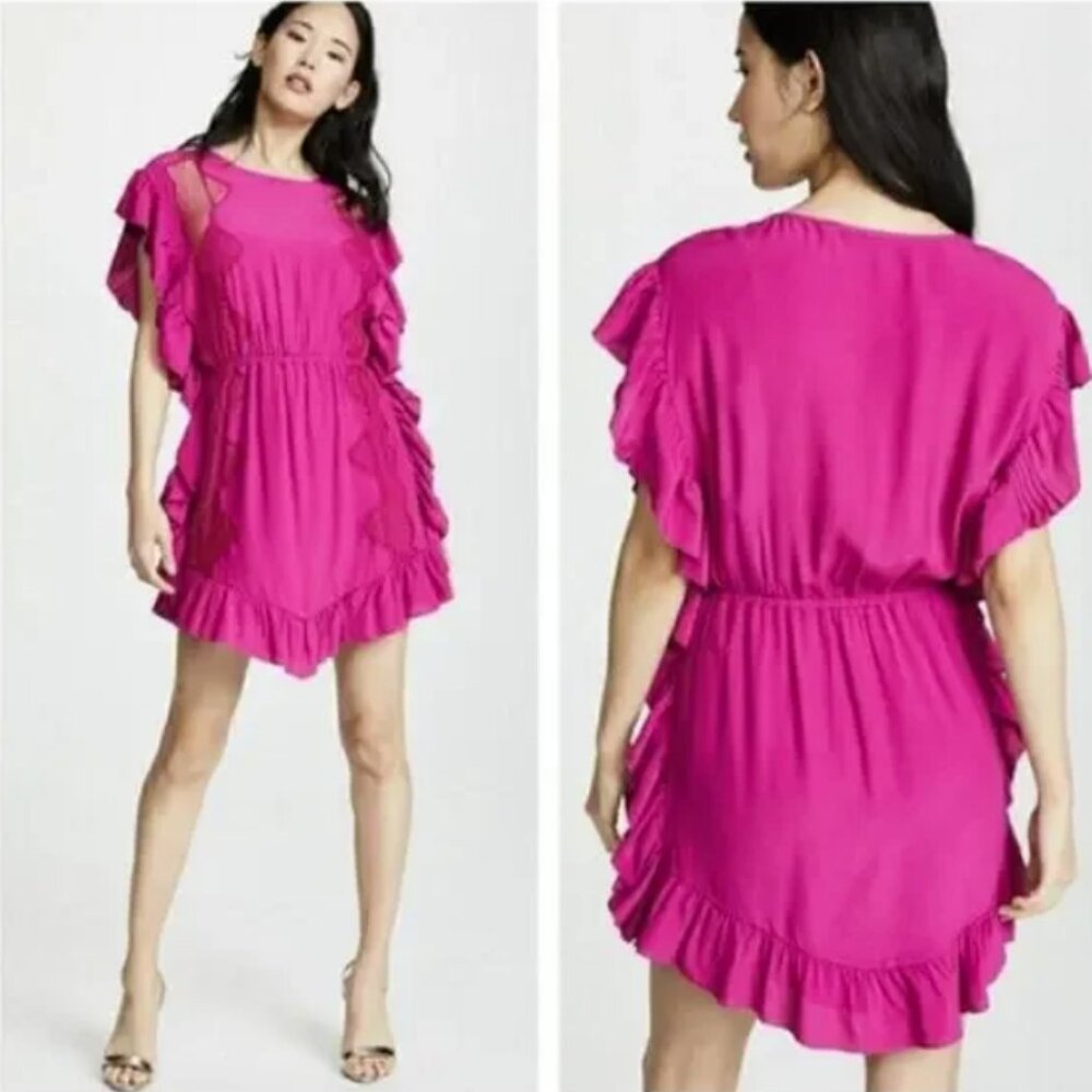 IRO Women's Pink Zestful Lace Ruffle Mini Dress